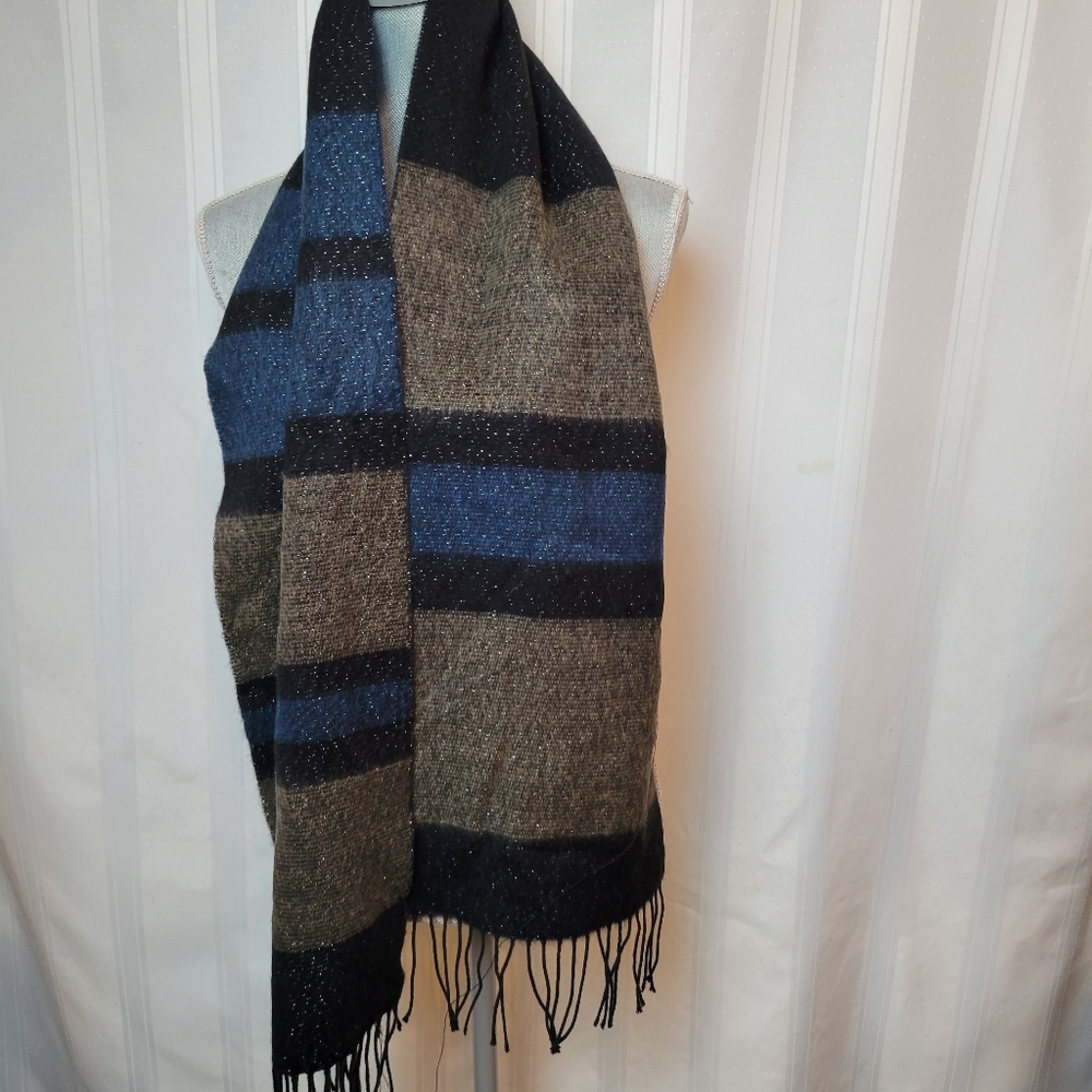Steve Madden Muffler Scarf, Navy Blue, Grey and Black